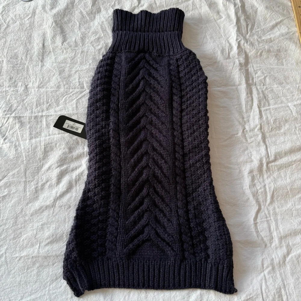 Fab Dog Navy Cable Knit Turtleneck Sweater, NWT, Size 20”